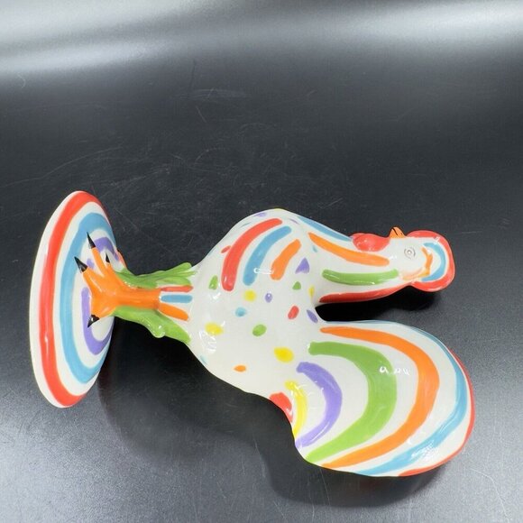Poultry In Motion Rooster Ceramic Figurine 2010 Speckled Spectrum Multicolor - Picture 8 of 13